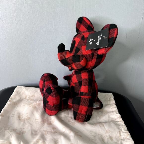 Disney X AE Mickey Mouse American Eagle Special Edition Red Buffalo Plaid Plush - Picture 7 of 12